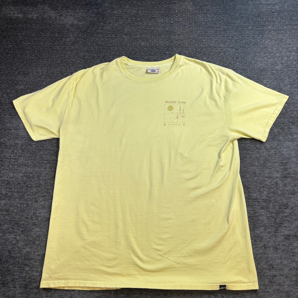 Mackinac Island Michigan Graphic T-Shirt Mens XL Yellow Techstyles Gorpcore
